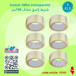 Scotch 100m transparent (6 rouleaux) - شريط لاصق شفاف 100متر (6 اشرطة)
