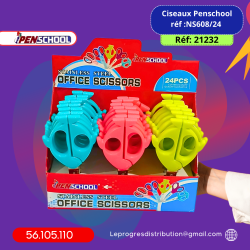 Présentoir de 24 Ciseaux écolier Penschool Réf: NS608/24 - علبة ذات 24 مقص مدرسي بانسكول مرجع: NS608/24