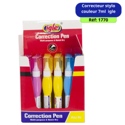 Paquet de 24 Correcteur stylo couleur 7ml Igle Réf:147