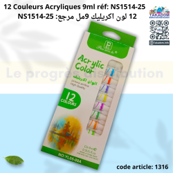 12 Couleurs Acryliques 9ml réf: NS1514-25