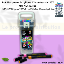 Pot Marqueur Acrylique 12 couleurs N°107  réf: NS1457/25