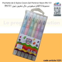 Pochette de 6 Stylos Civors Gel Pentron Neon RN 151