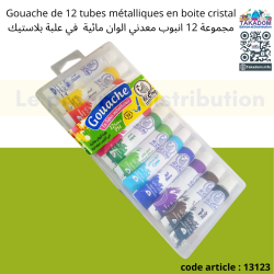 Gouache de 12 tubes métalliques dans une boite en cristal - مجموعة 12 انبوب معدني الوان مائية في علبة بلاستيكية
