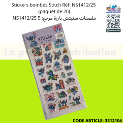 Stickers bombés Stitch Réf: NS1412/25  (paquet de 20)