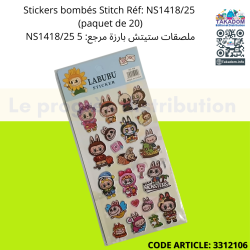 Stickers bombés Stitch Réf: NS1418/25  (paquet de 20)