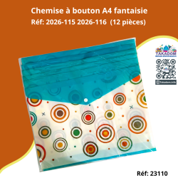 Chemise à bouton A4 fantaisie Réf: 2026-115 2026-116  (12 pièces) - حافظة وثائق ا4 مزخرفة و بزر اغلاق مرجع: 2026-115 2026-116 (1