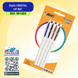 Stylo CRISTAL  UP  BIC (pochette  de 04) - مجموعة 4 اقلام كريستال اب بيك