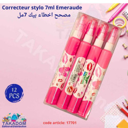 Paquet de 12 Correcteur stylo Rose 7ml  Emeraude Réf: EM02016