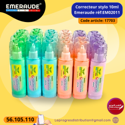 Paquet de 24 Correcteur stylo 10ml Pastel Emeraude Réf:EM02011 - علبة ذات 24 قلم مصحح اخطاء ايميرود الوان باستال 10 مل مرجع: EM0